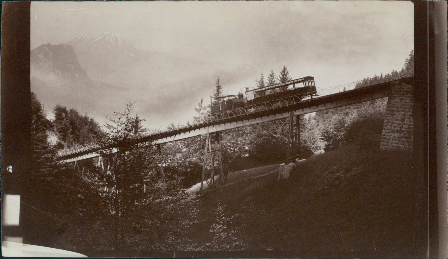 Adolphe Braun, Switzerland, Rigi Railway, Schnurtobel Bridge, ca.1875, came