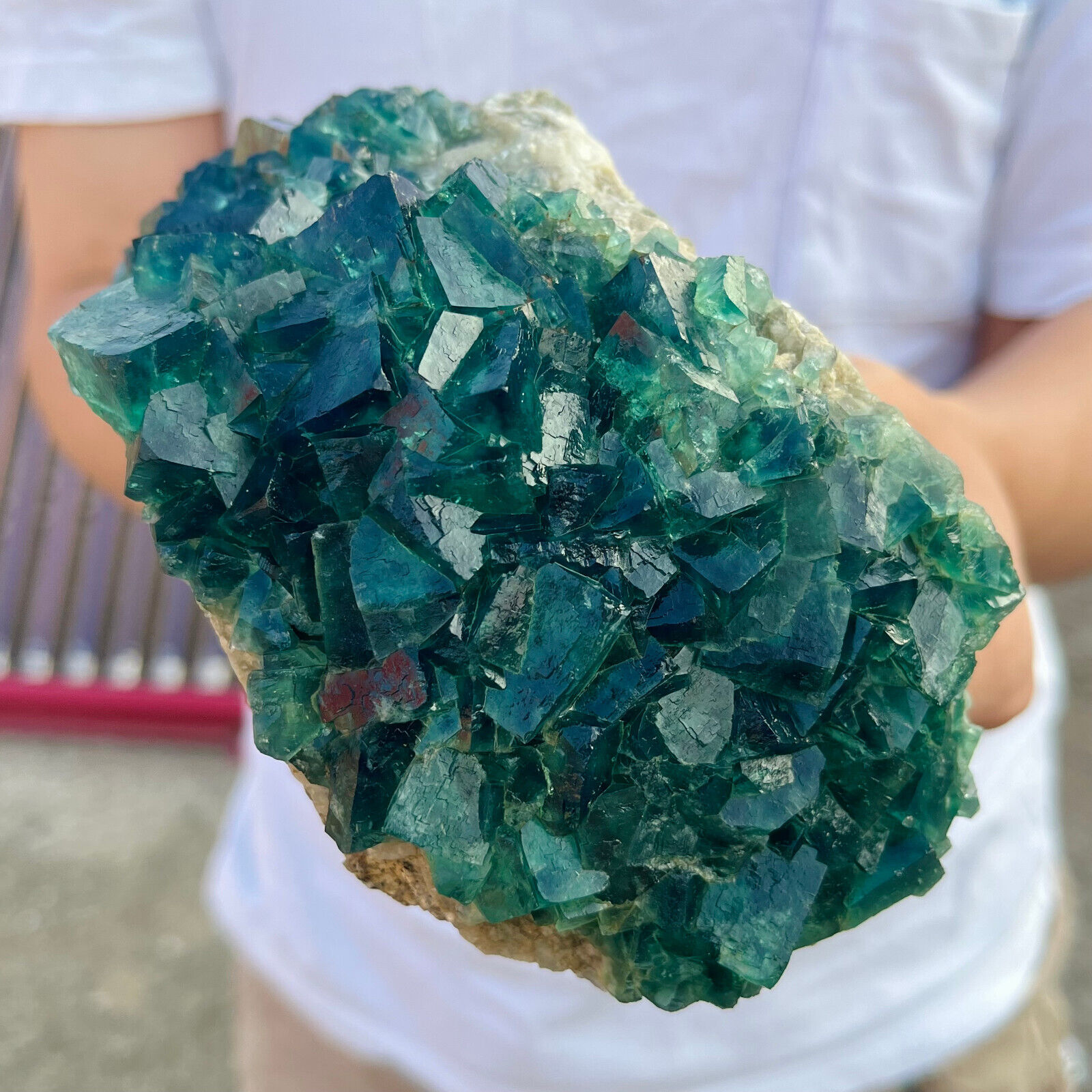 1240g  natural Green Cube FLUORITE Quartz Crystal Cluster Mineral Specimen