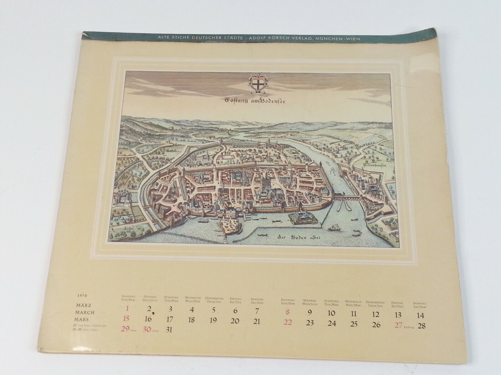 Vintage 1970 West Germany Calendar Prints German Cities Adolf Korsch Verlag 