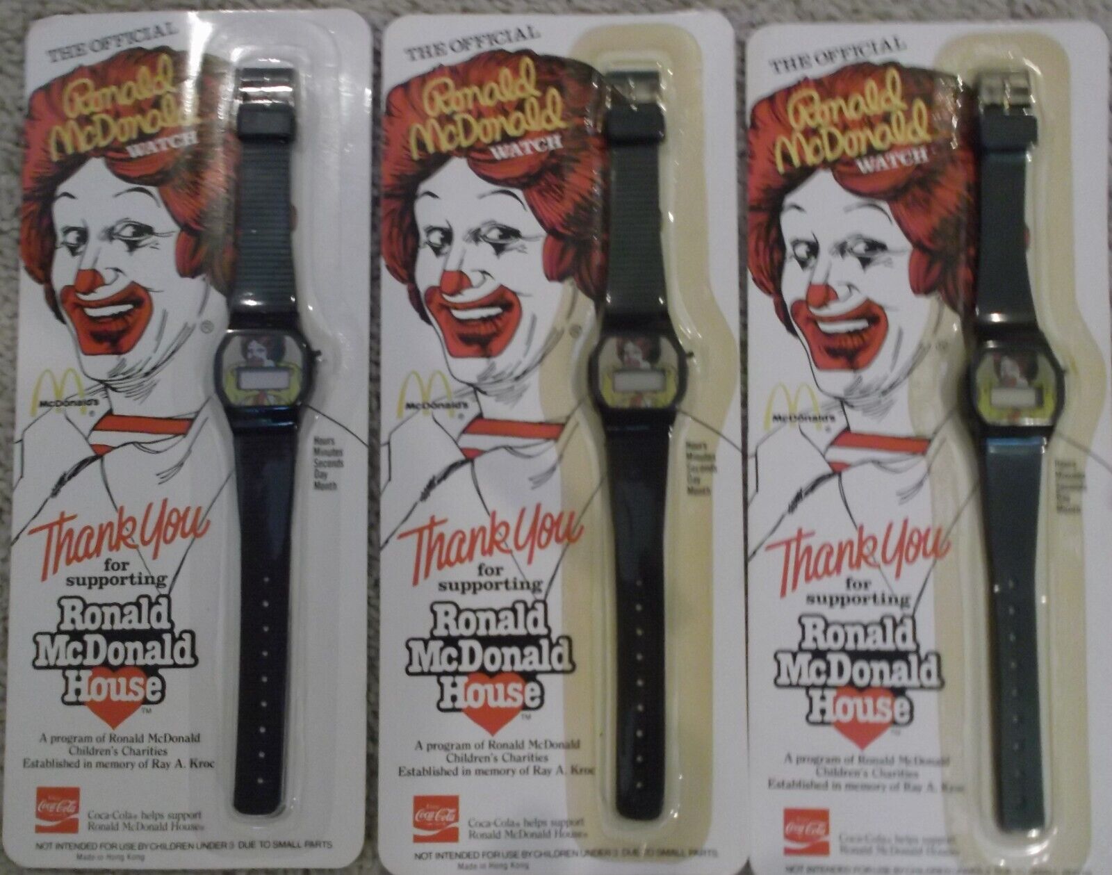 Vintage 1984 McDonald\'s Watches - Set of 3 - Sealed with black band