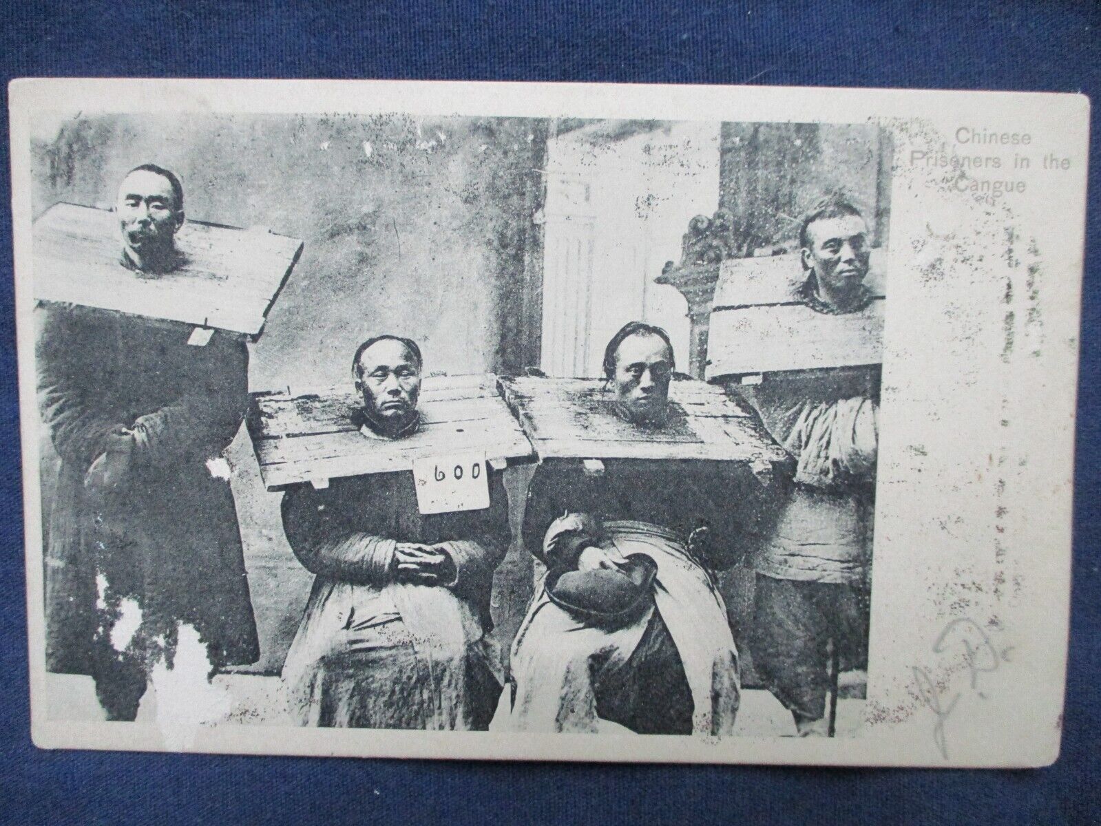 1900s Hong Kong Chinese Prisoners in Cangue Postcard