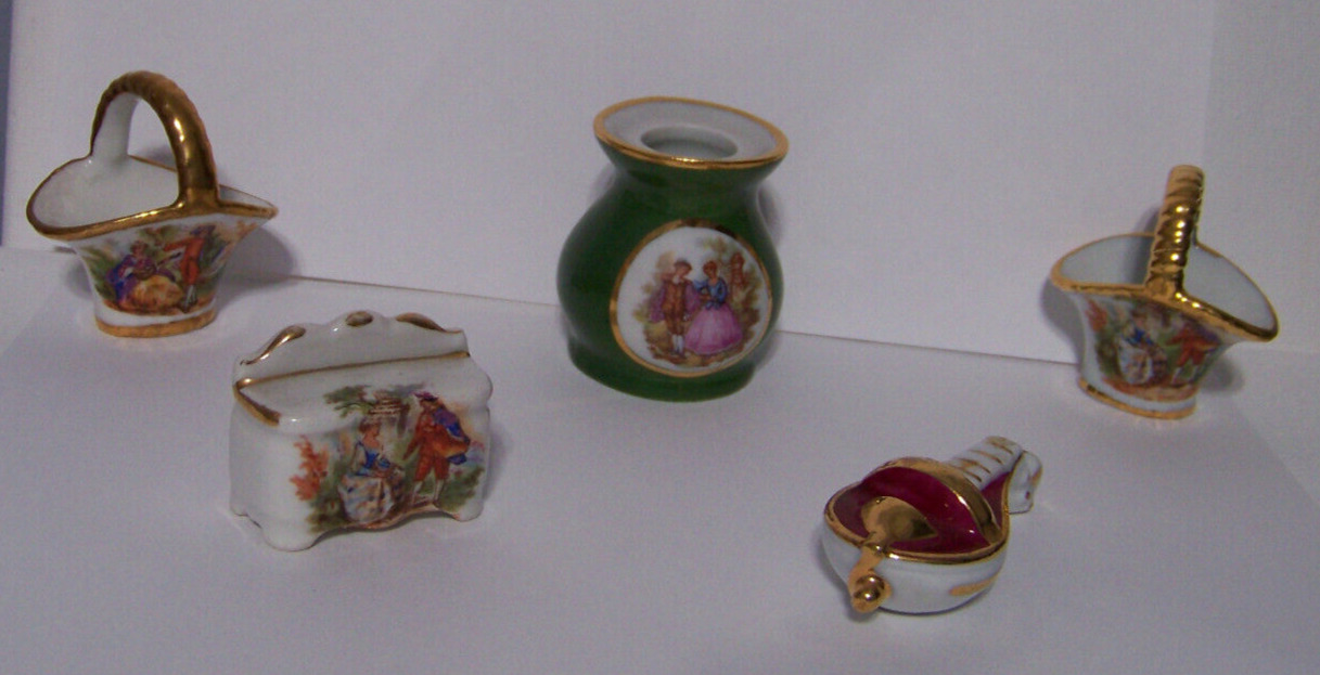 5 Limoge France Porcelain Minitures 4 of Courting Couples