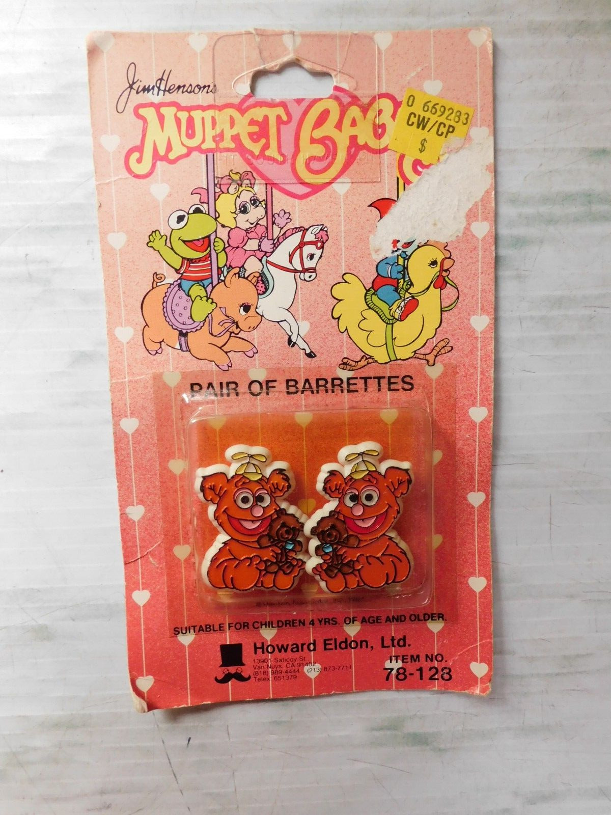 Muppet Babies Barrettes Fozzy The Bear Baby Jim Hensen 1984 new