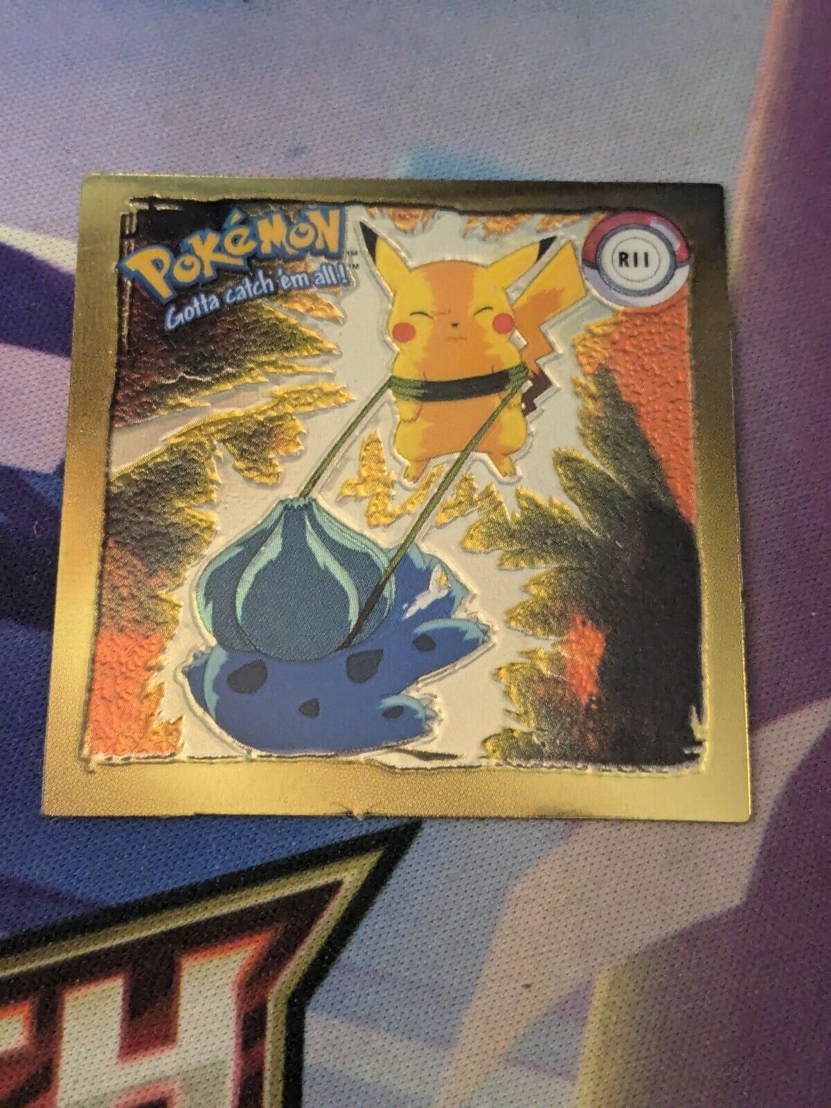 Pikachu Bulbasaur Pokemon Gold Insert Sticker R11 Artbox 1999 Chromium Series 1