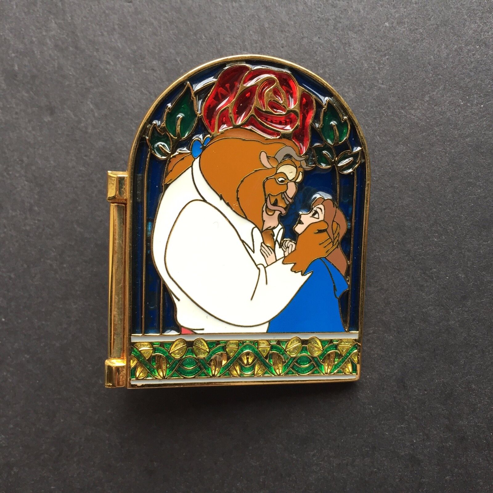 WDW - Beauty & the Beast 10th Anniversary Hinged Stained Glass Disney Pin 8125