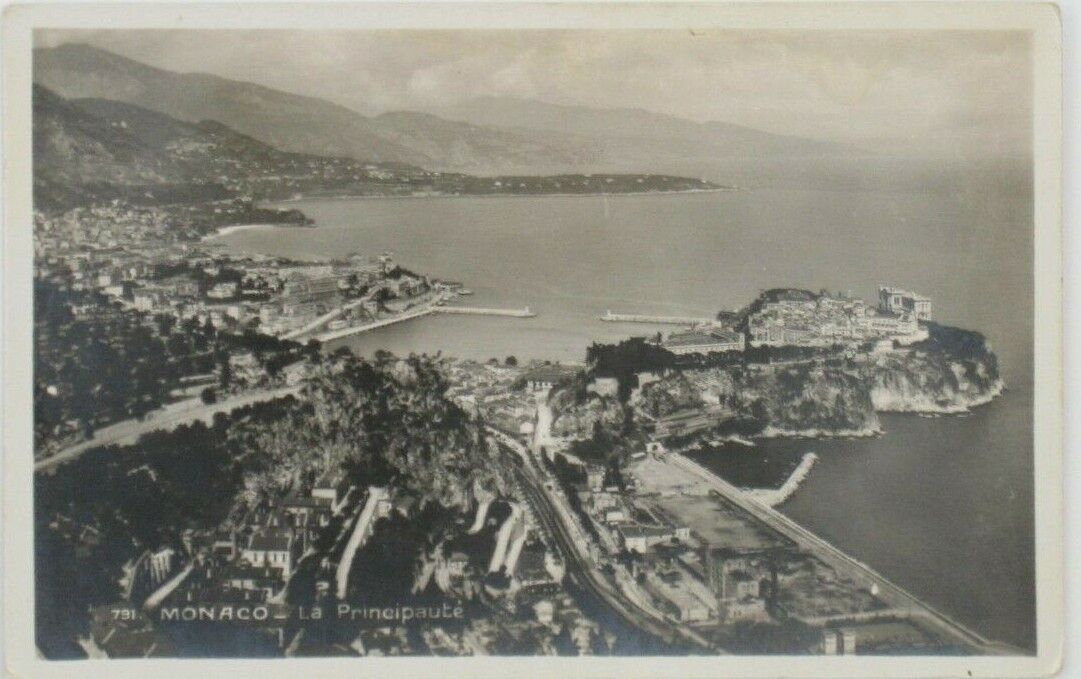 Vintage RPCC Monaco La Principute Bird Eye View Street Ports Postcard (A168)