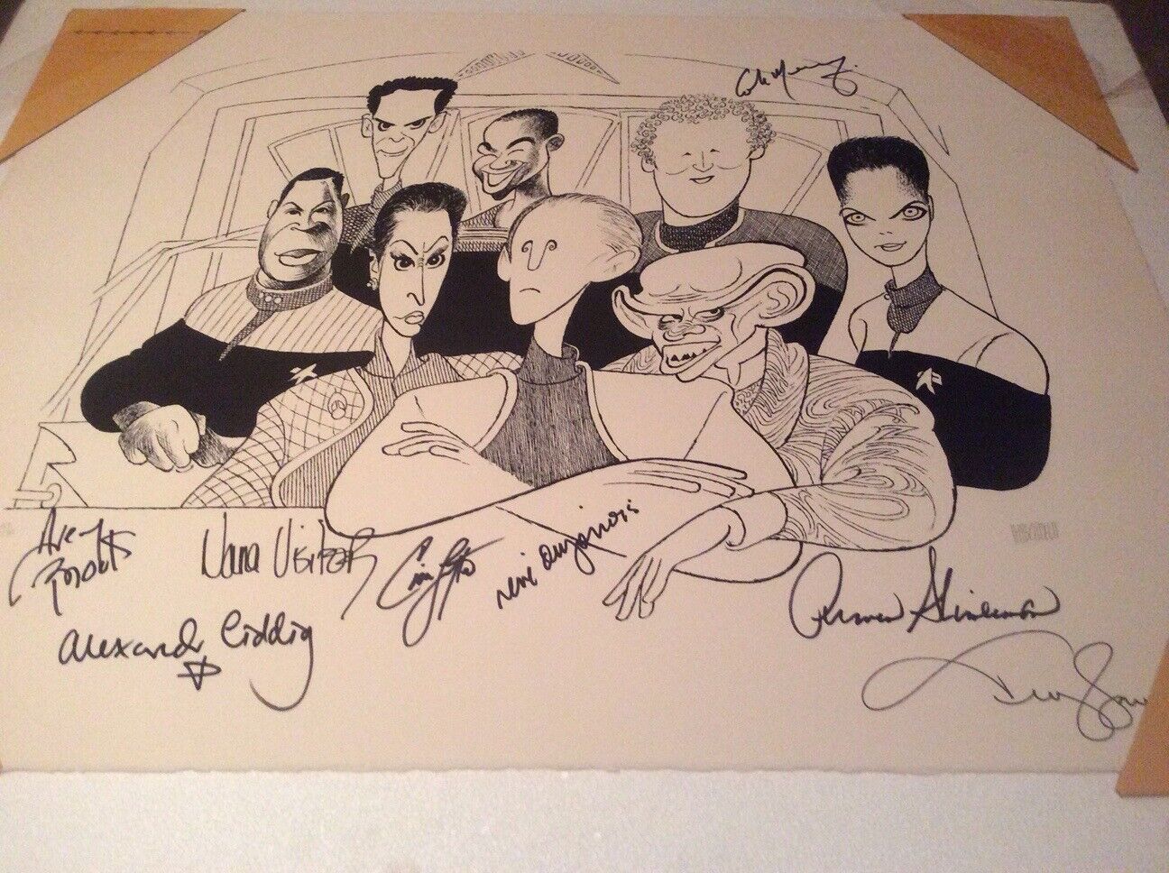 Star Trek DS9 - cast signed numbered limited edition lithograph by Al Hirschfeld