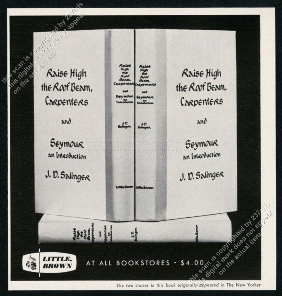 1963 J.D Salinger Raise High The Roof Beam Carpenters book release vtg print ad