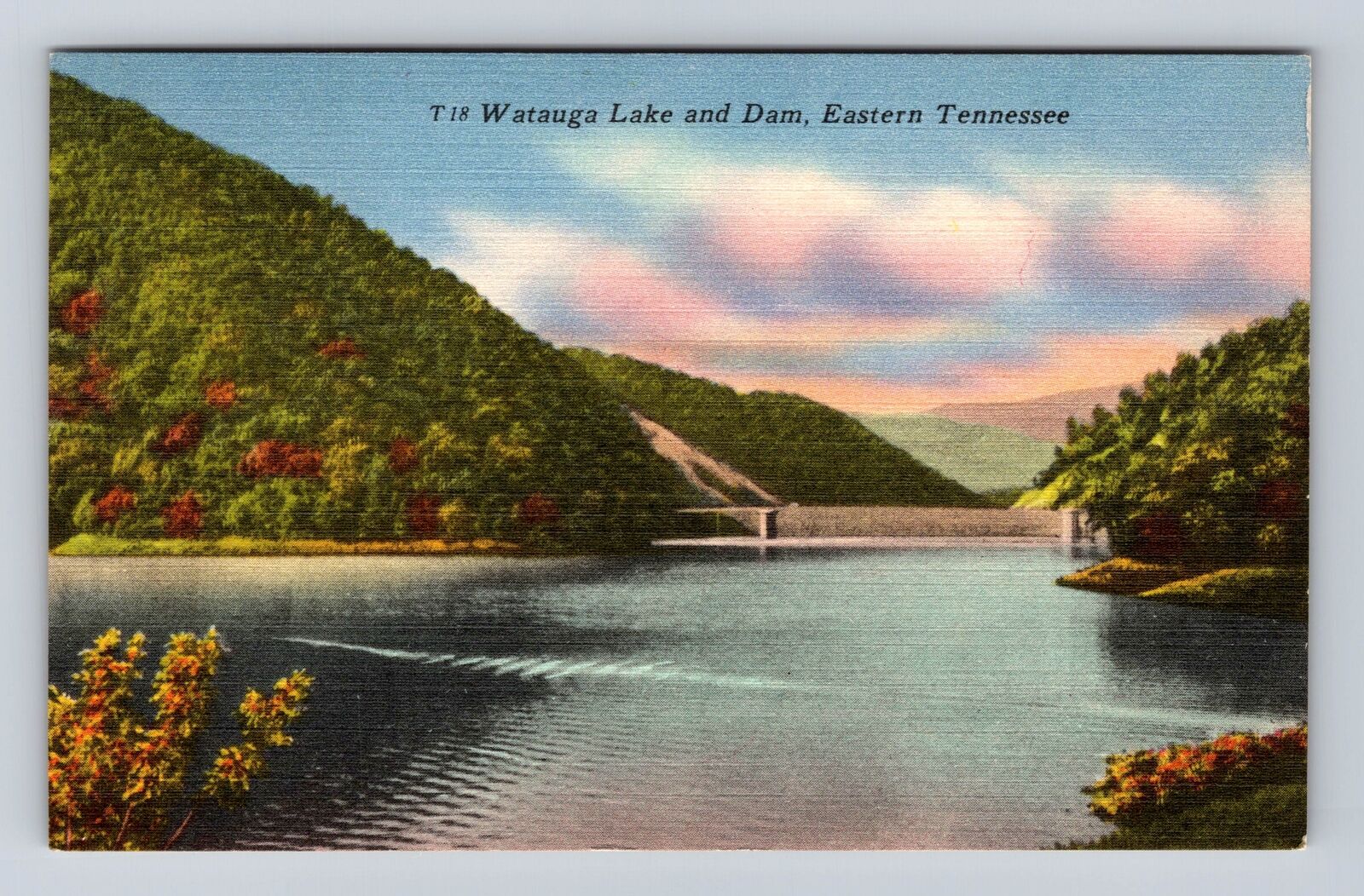 Eastern Tennessee, Watauga Lake, Scenic Mountain View, Vintage Souvenir Postcard