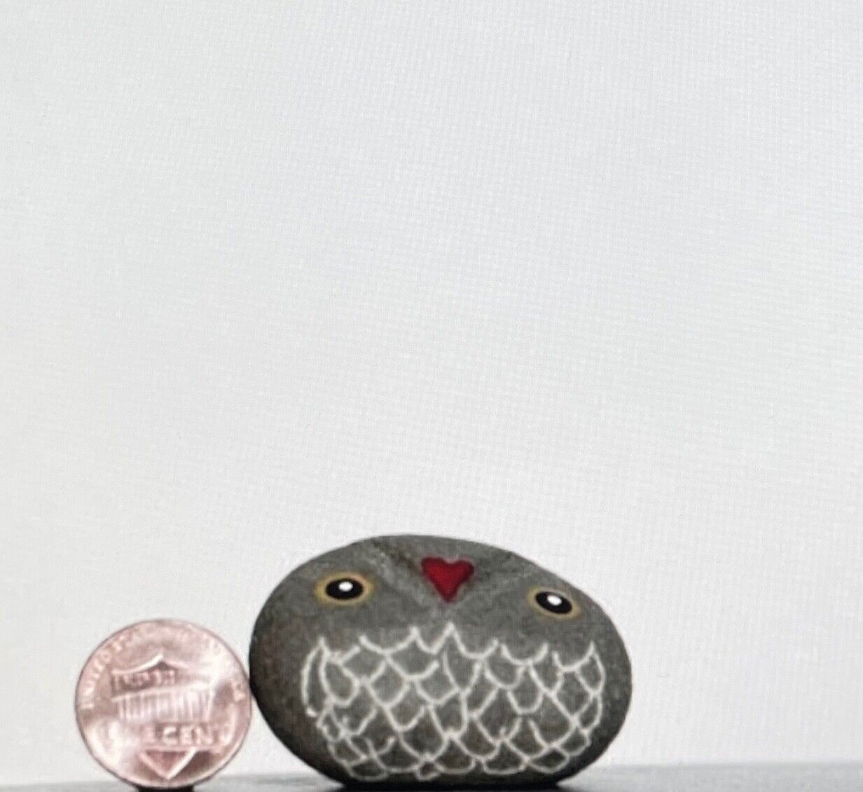 One Of A Kind - Hand Carved and Hand Painted Pebble Owls - HAND MADE UNIQUE OWL