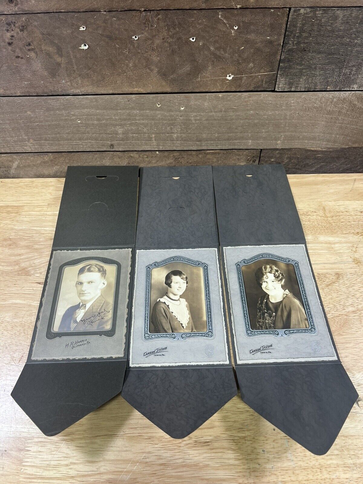 Vintage Lot Of 3 Cabinet Cards Men/Women Tri-fold Envelopes Irwin, PA