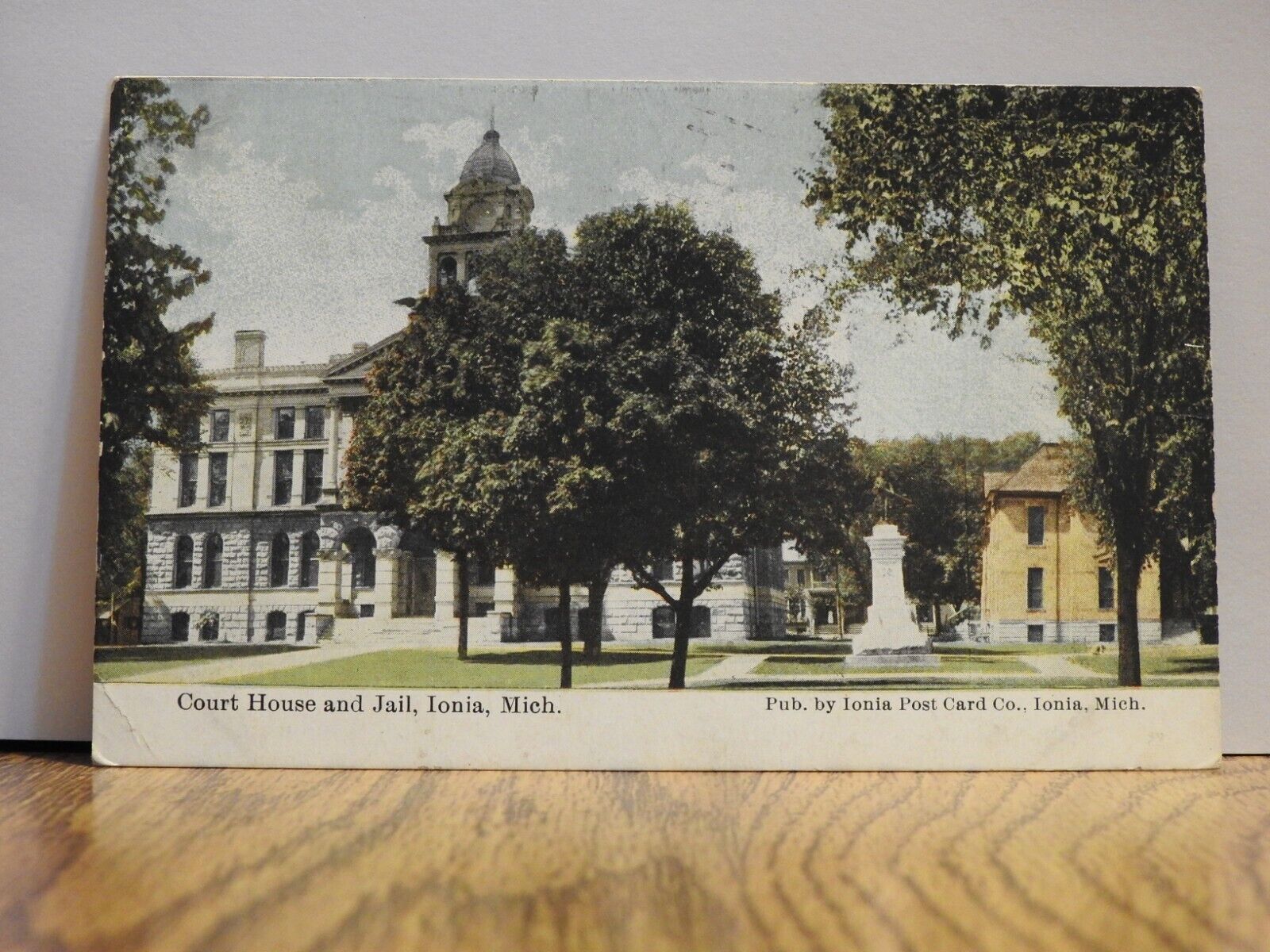 Court House and Jail Ionia, Michigan VTG Lithograph Post Card Posted 1911