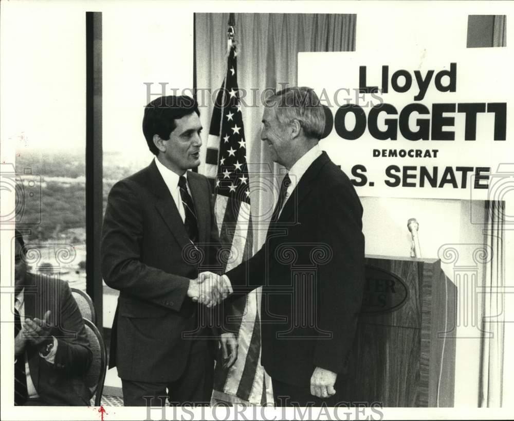 1984 Press Photo Candidate Lloyd Doggett and U.S. Sen. Lloyd Bentsen, D-Texas