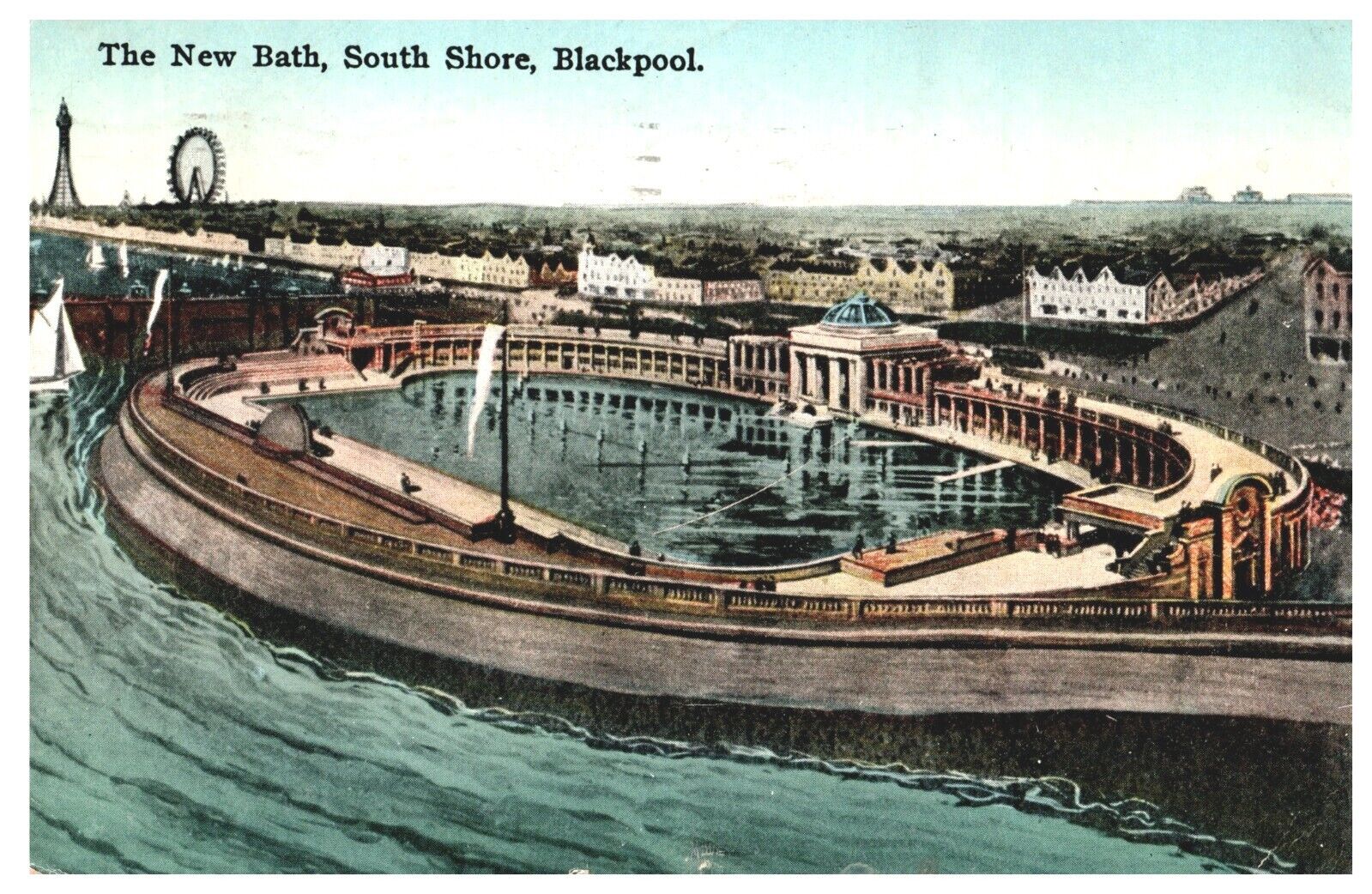 THE NEW BATH,SOUTH SHORE,BLACKPOOL,UK.VTG 1934 POSTCARD*B16