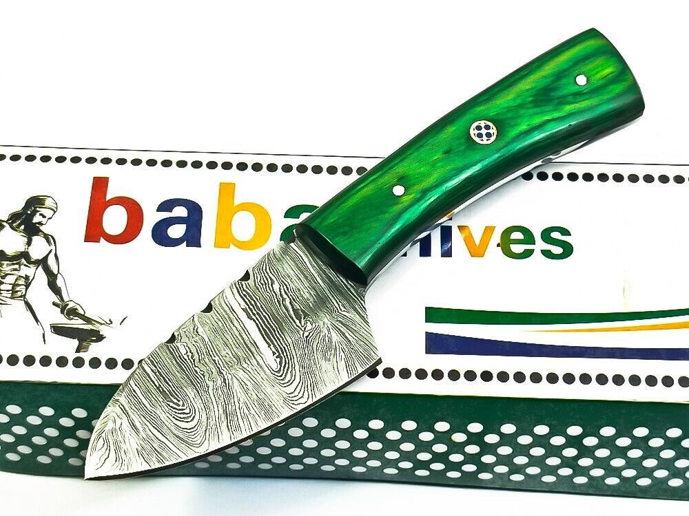 BABA HANDMADE DAMASCUS Steel Dagger Knife Hunting Knife Skinner with Pakka Wood