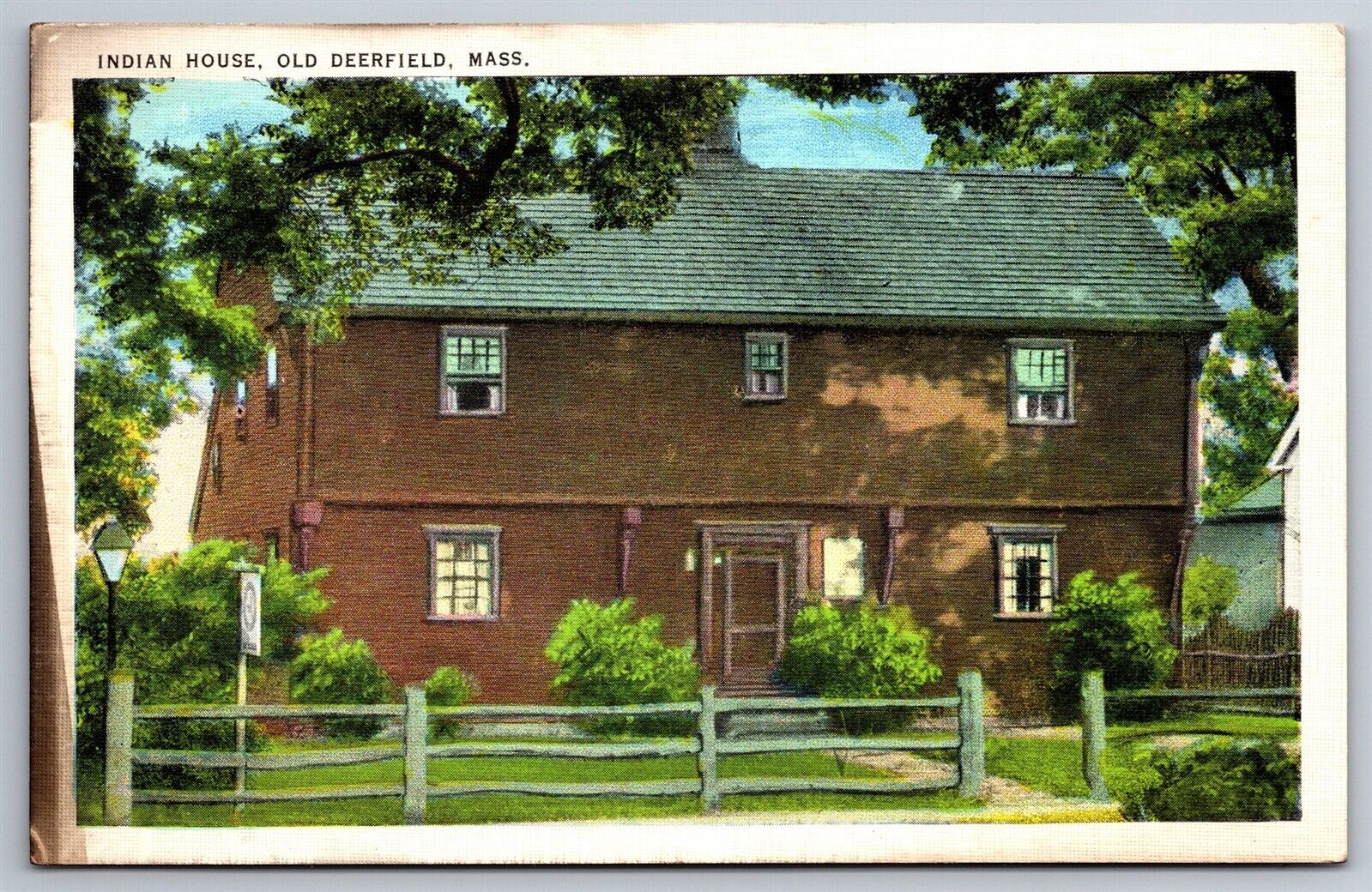 Indian House Old Deerfield Mass C1900's DB Postcard N11