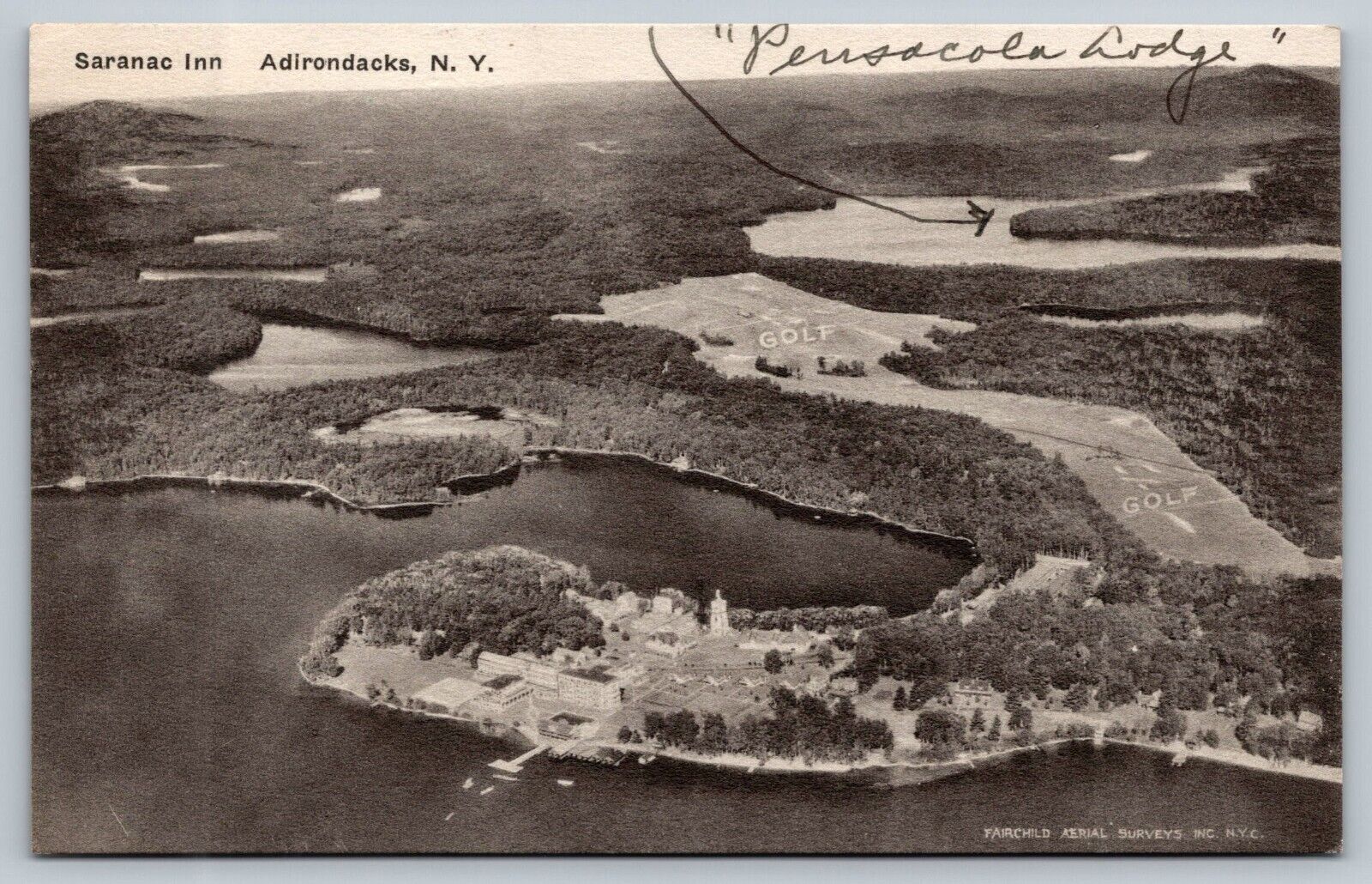 Saranac Inn Adirondacks New York Vintage Antique Postcard