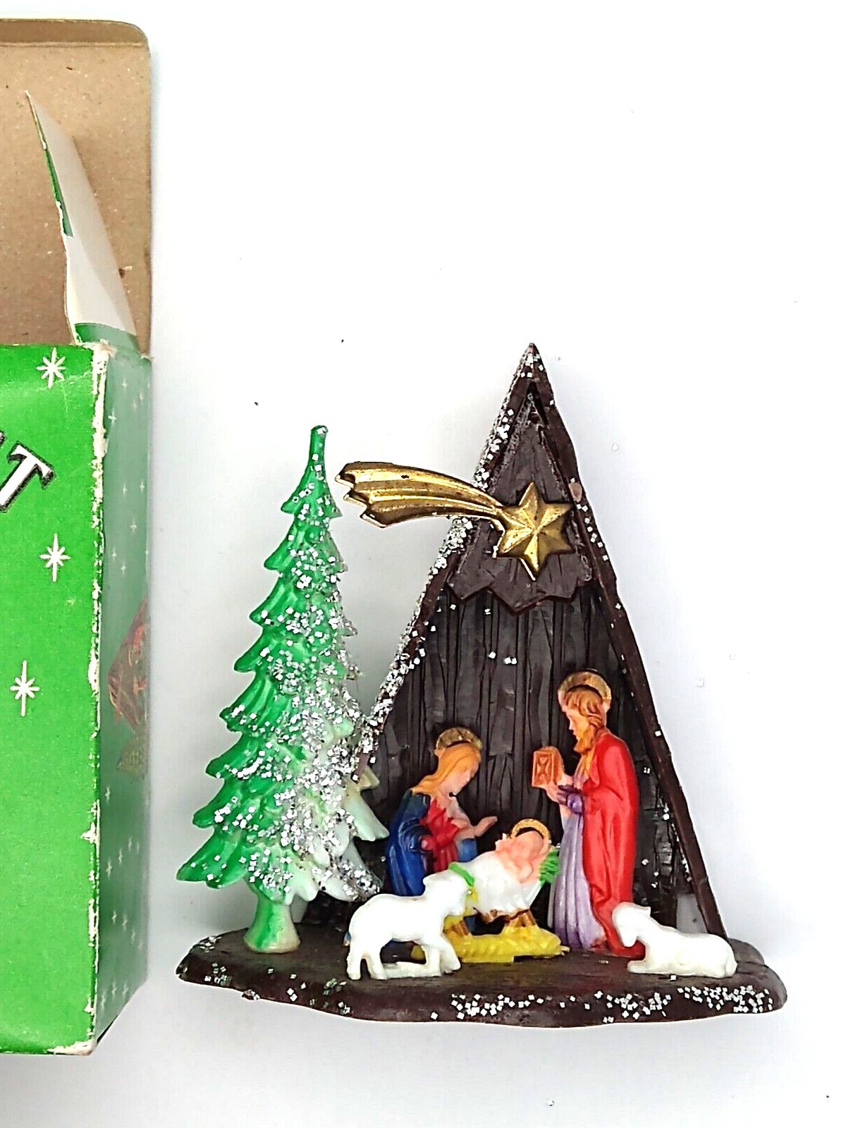 Vintage Nativity Set Small Plastic Creche Holy Family Manger Scene Christmas IOB