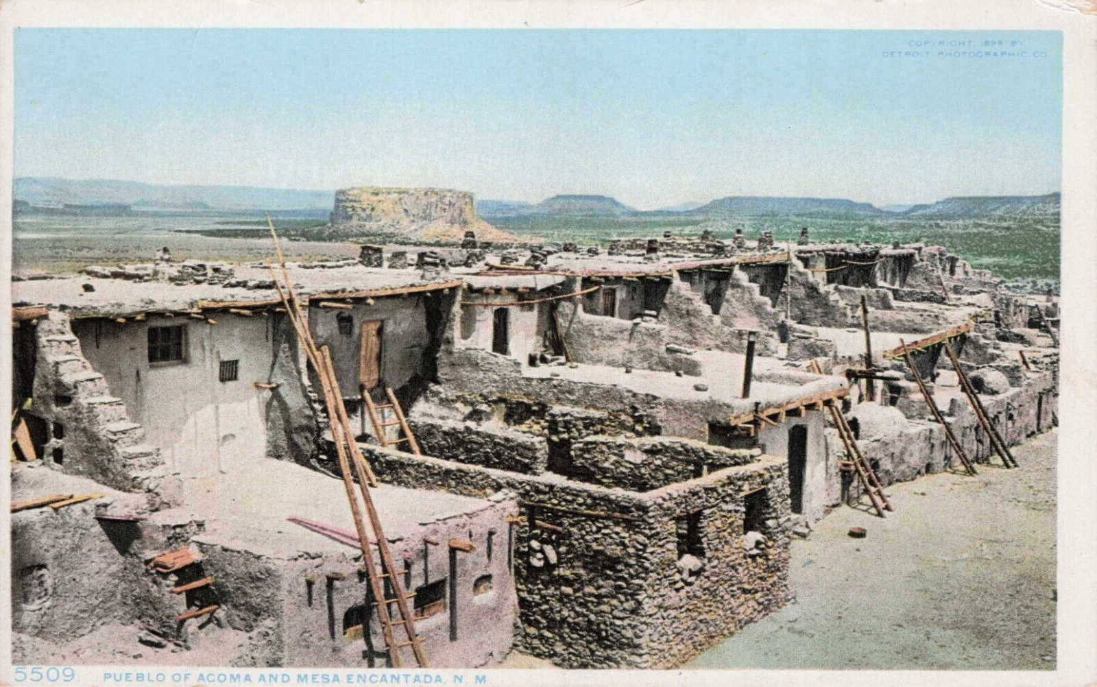 Vtg Postcard Pueblo of Acoma and mesa Encantada NM - Unposted