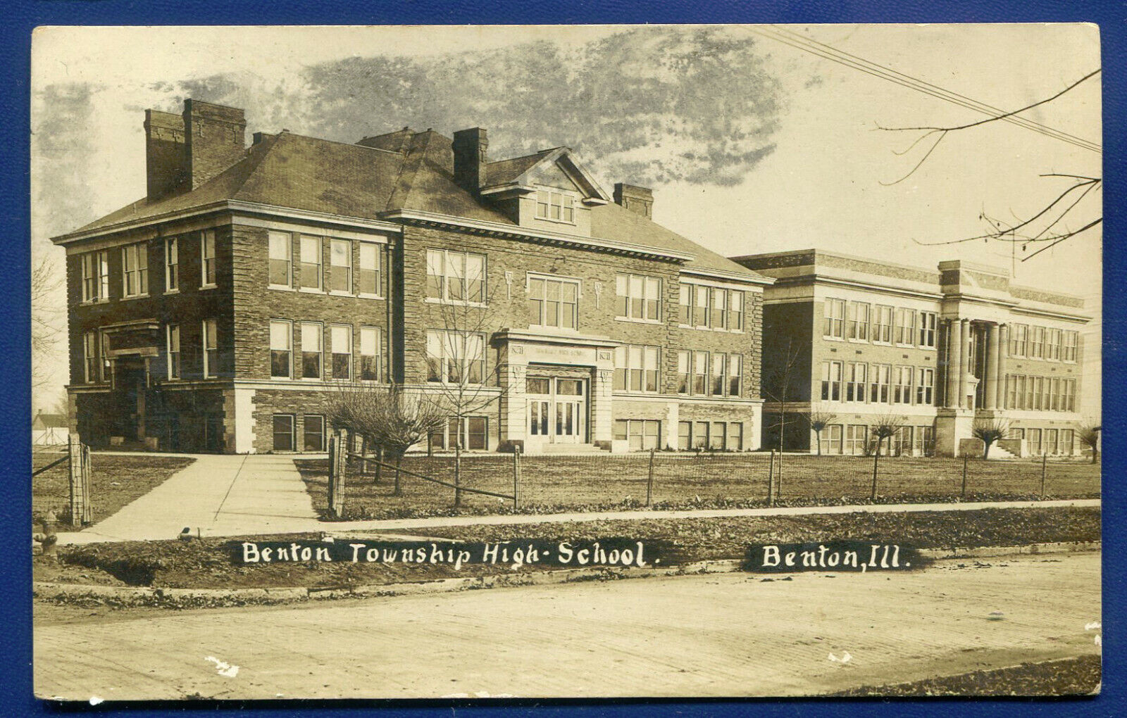 Benton Township High School Benton Illinois Real Photo Postcard RPPC 