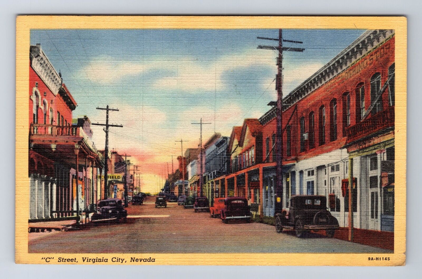 Virginia City NV-Nevada, C Street Scenic View, Antique, Vintage Postcard