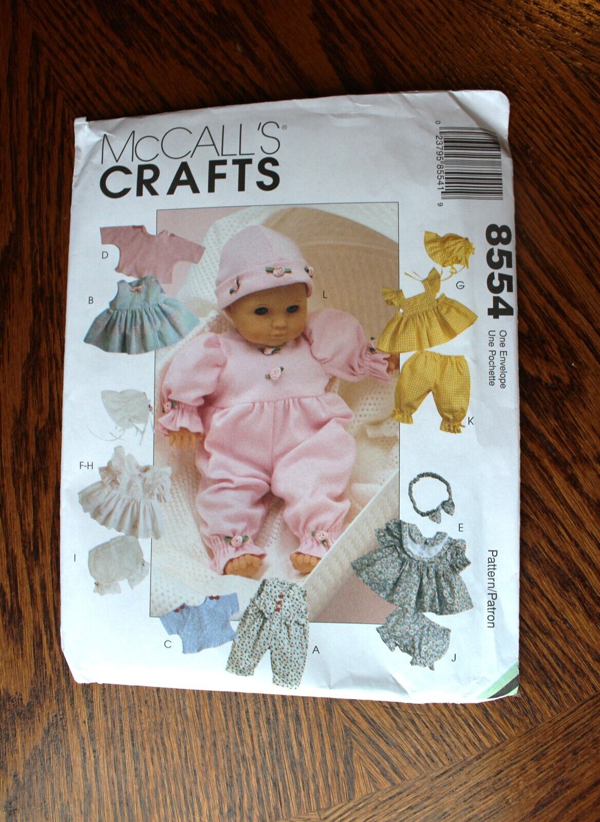 McCall\'s 8554 Baby Doll Clothes Dress Sewing Pattern, UNCUT
