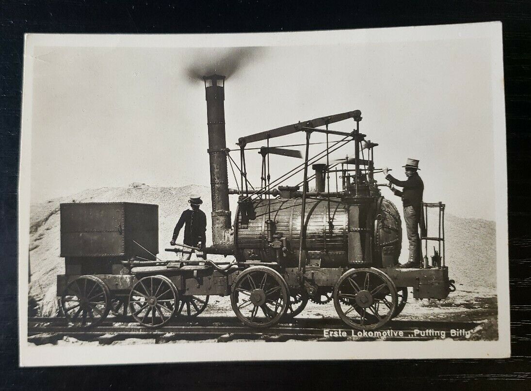 RPPC German Postcard~ First Locomotive~ Puffing Billy