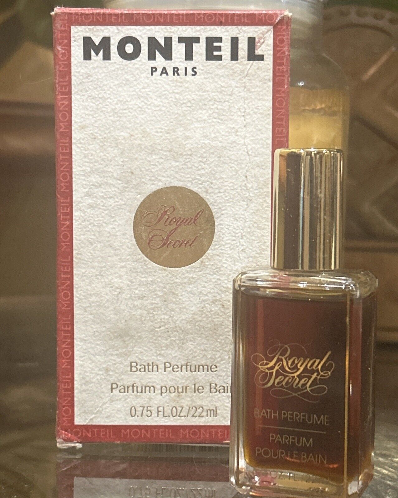 MONTEIL PARIS ROYAL SECRET 3/4 OZ FL/22 ML BATH PERFUME  Vintage With Box