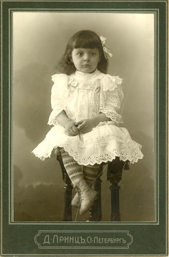 Russia, St. Peterburg, Portrait of a Little Girl Vintage Print. Cabinet Card