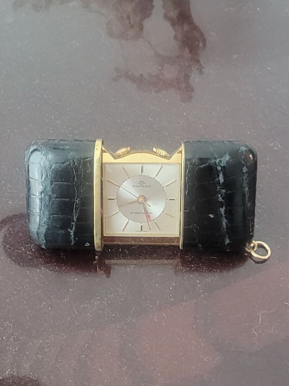 Vintage Swiss Movado Ermetophon Ermeto Alarm Travel Clock Watch Working Well