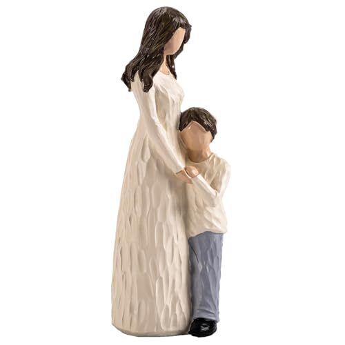 Mother and Son Figurines, Gifts for Mom from Son, Hand-Painted Family Sculptu...