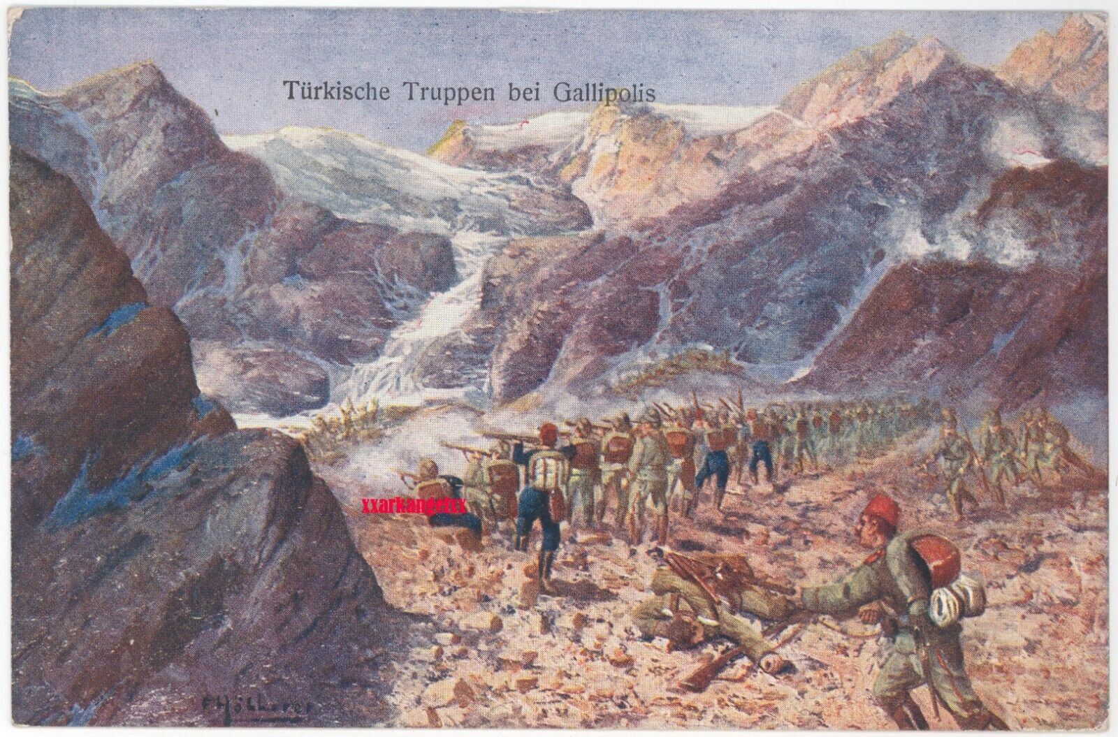 №tas24 WW1. OTTOMAN empire postcard / Ottoman soldiers / Gallipoli / colored pc