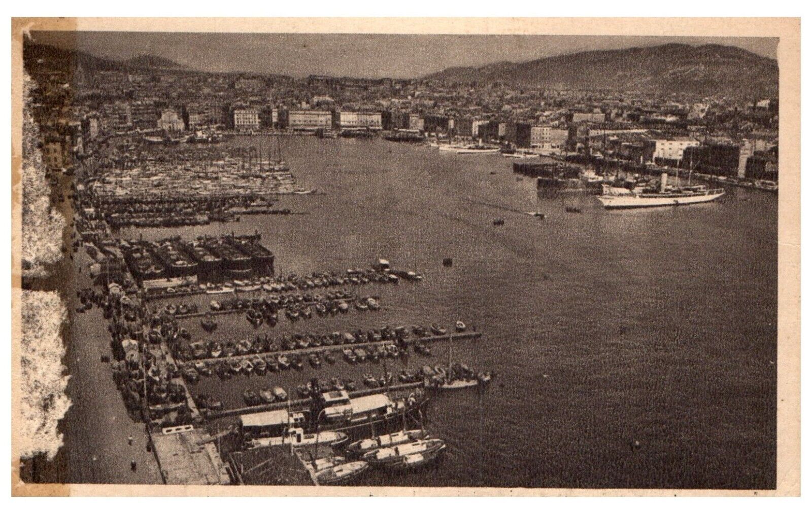 Marseille France Aerial View ARMY EXAMINER Soldier Mail Postcard 1944