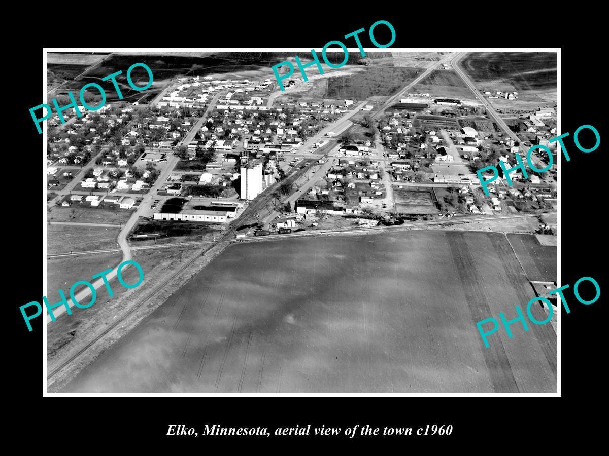 OLD LARGE HISTORIC PHOTO ELKO MINNESOTA AERIAL VIEW OF THE TOWN c1960