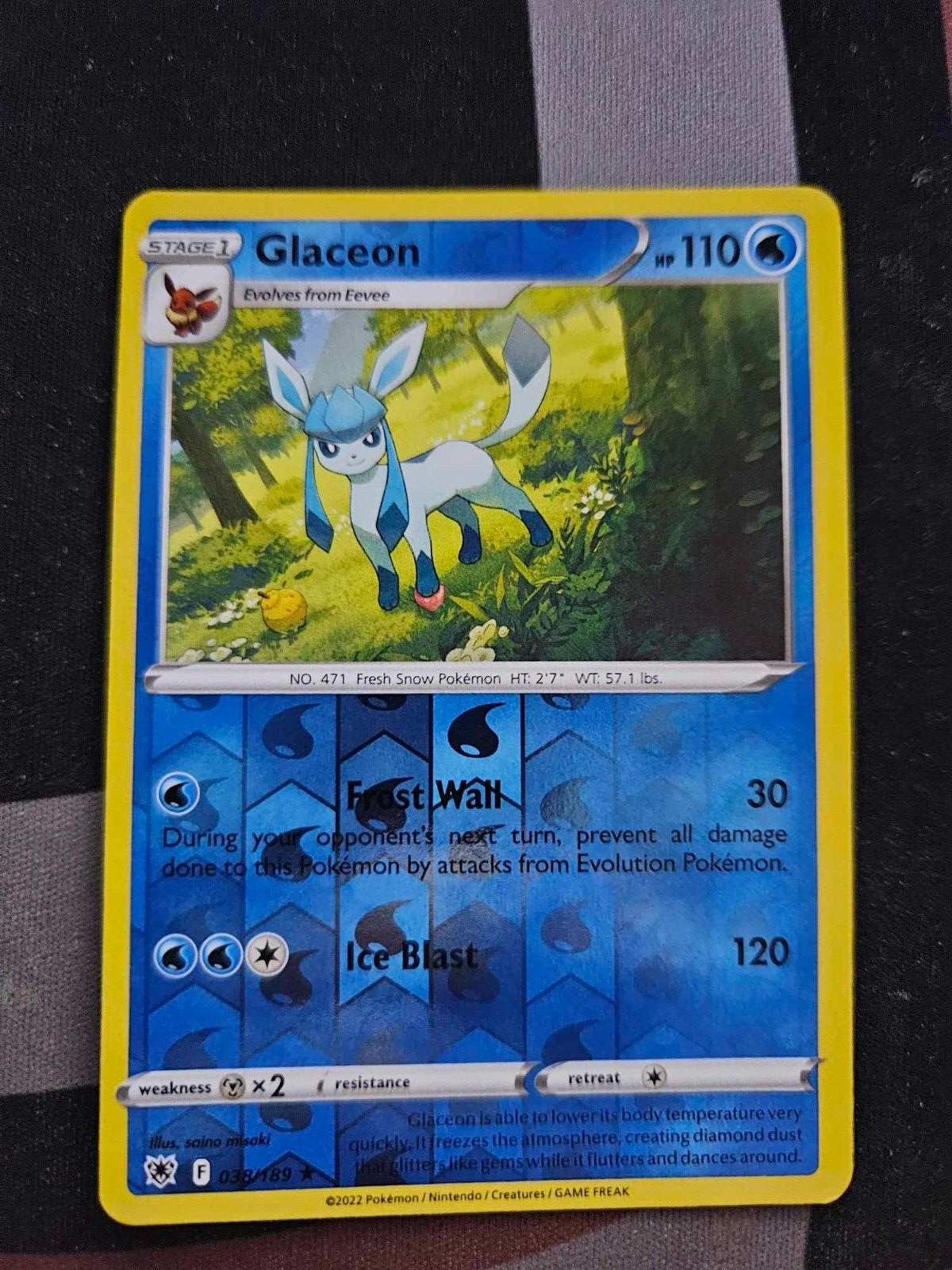 Pokemon Card Glaceon Astral Radiance Reverse Holo Rare 038/189 Near Mint
