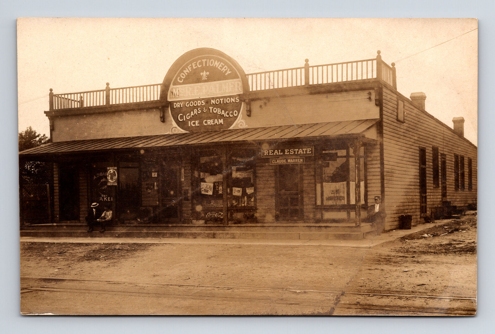 RPPC Mrs RE Palmer Confectionery Store US Post Office Tobacco Ice Cream Postcard