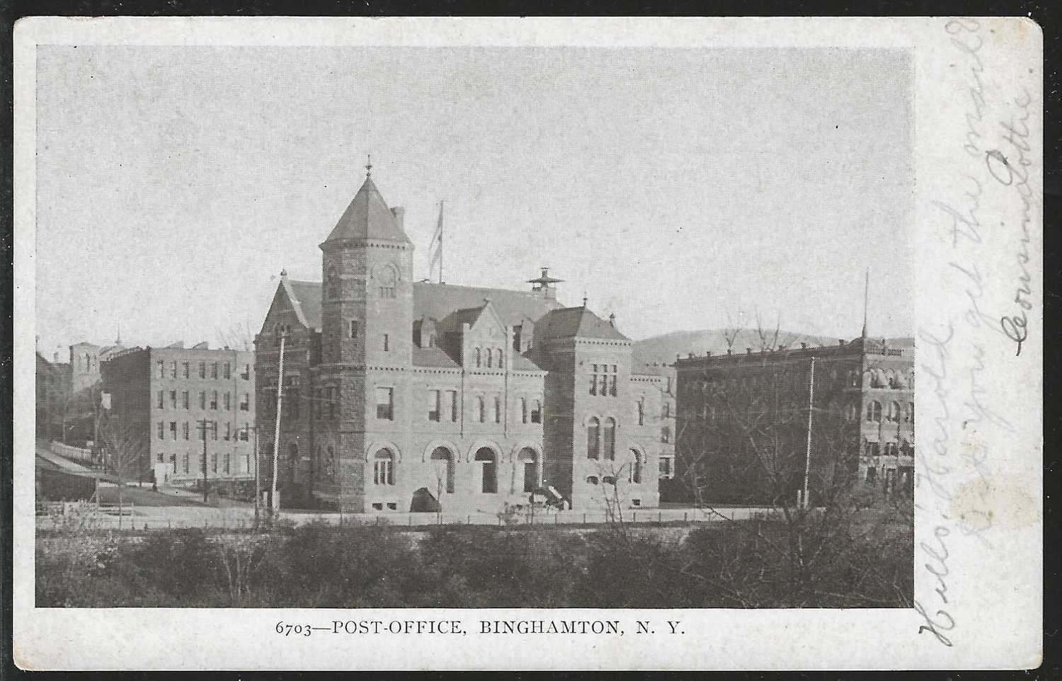 U.S. Post Office, Binghamton, New York, Very Early Postcard