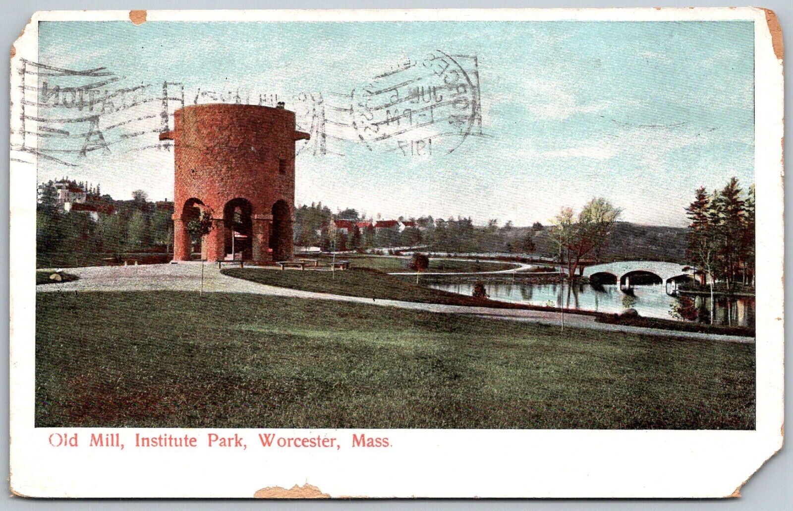 Worcester Massachusetts 1917 Postcard Old Mill Institute