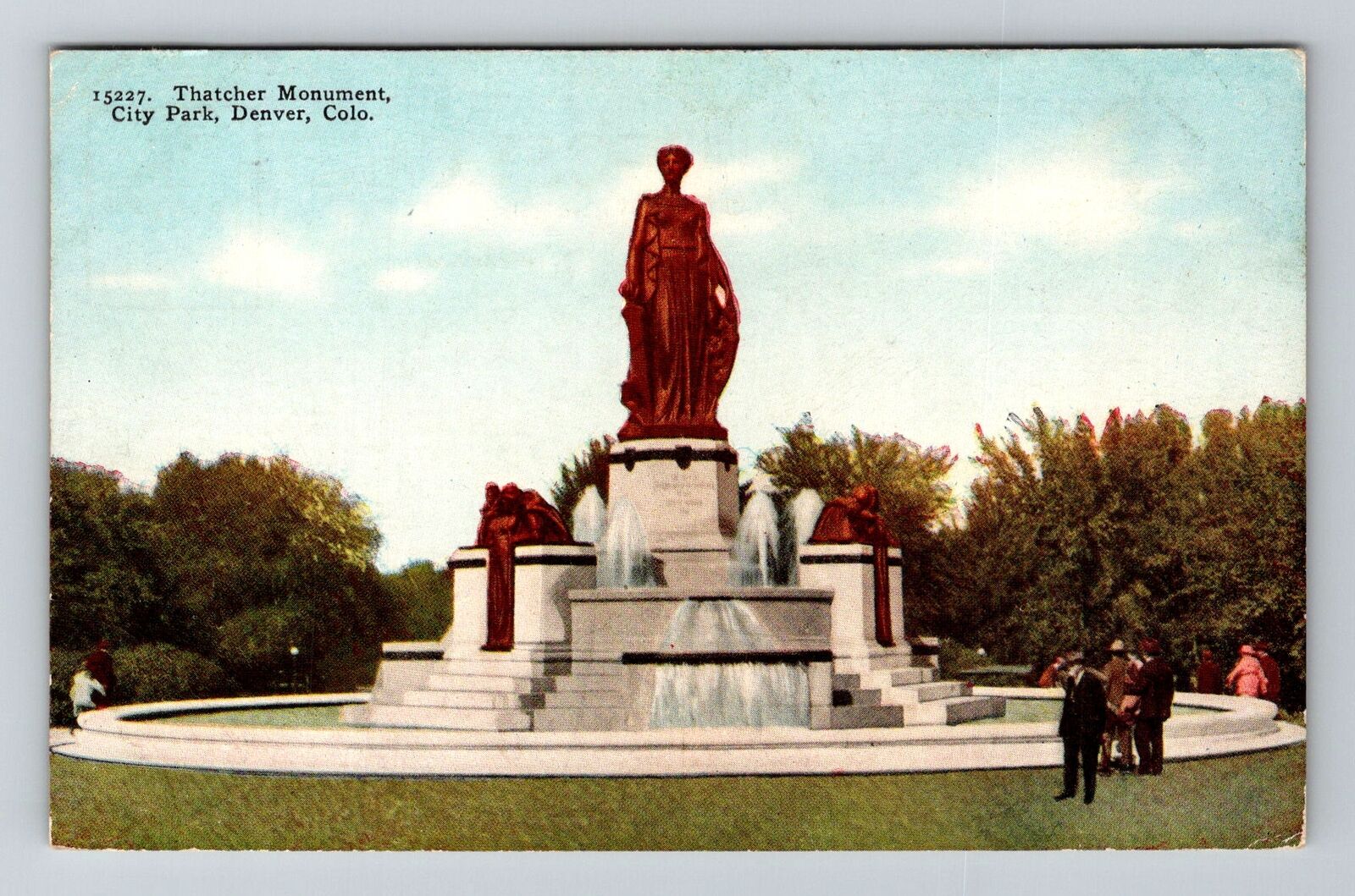 Denver CO-Colorado, Thatcher Monument, City Park, Vintage Postcard