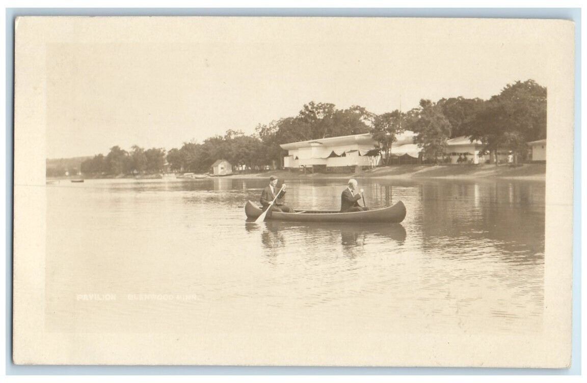 1910 Pavilion Lake Minnewaska Canoe View Glenwood MN RPPC Photo Postcard