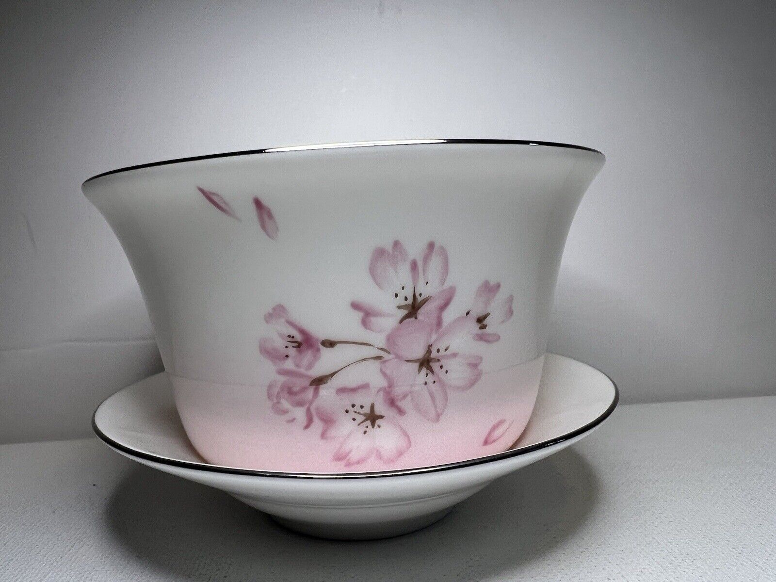 Asianera Gong Fu Tea Cup With Saucer Pink Flowers 🌸