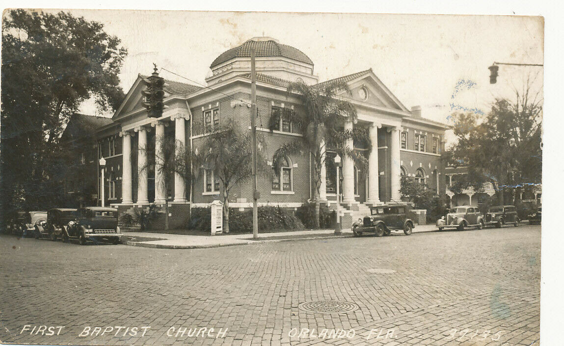 Orlando FL * First Baptist Church  RPPC 1947