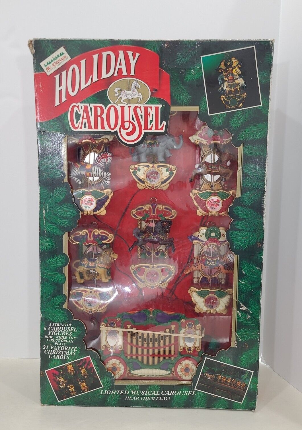1992 VTG Mr Christmas Holiday Carousel 9 Piece Circus Animals 21 Song Tested