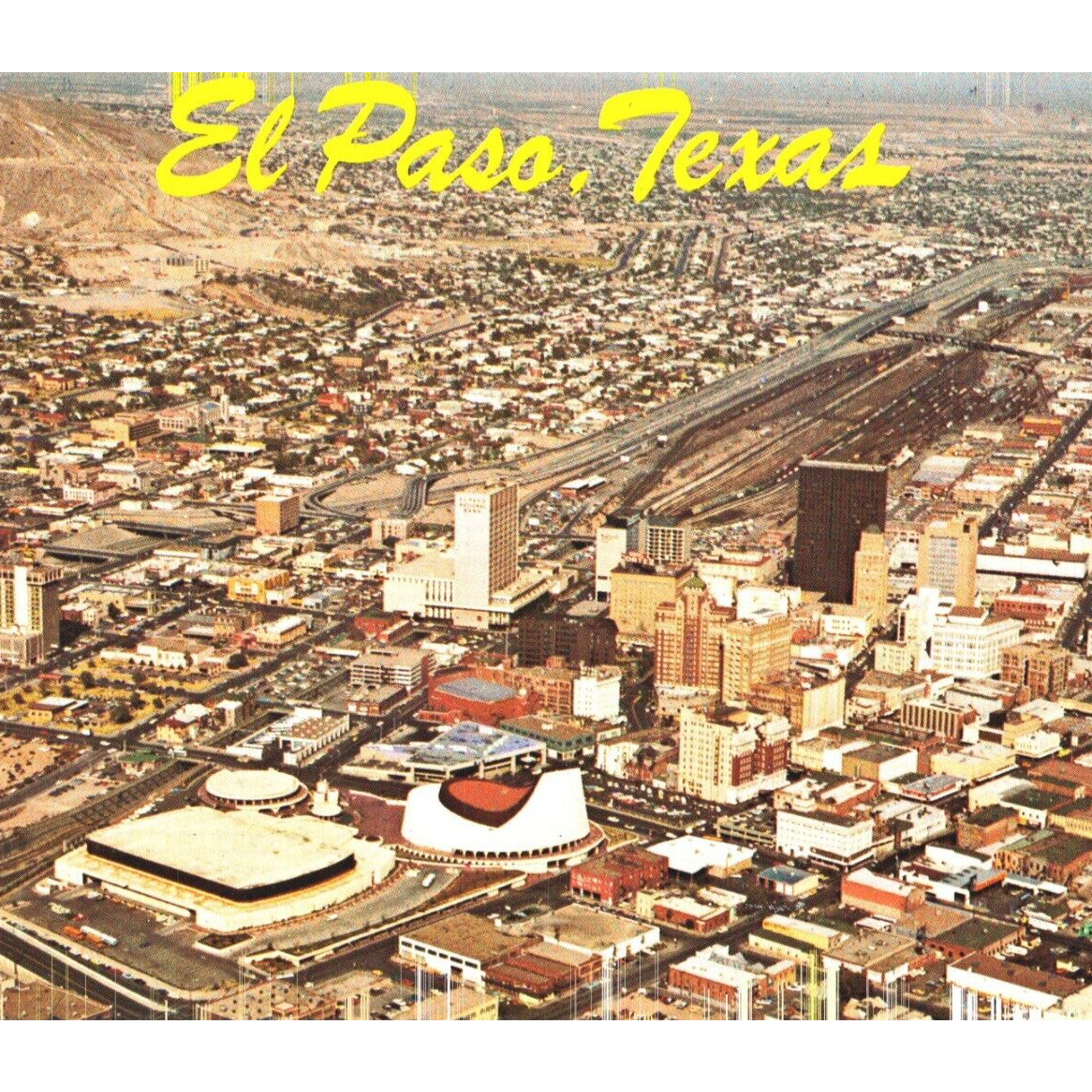 Postcard Texas El Paso The International City Aerial View 6X4 Chrome Era