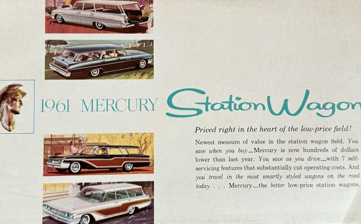 Vintage 1961 Mercury Station Wagons Automobile Dealer Sales Brochure ~ Catalog