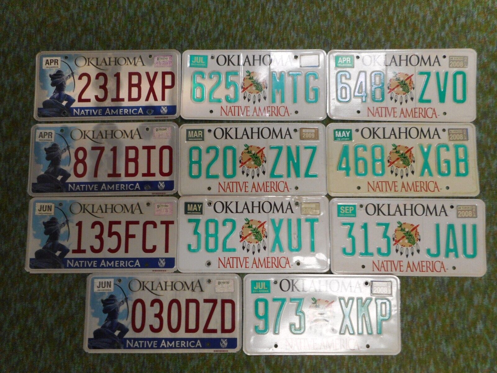 Collection of 11 Oklahoma Vehicle Tags