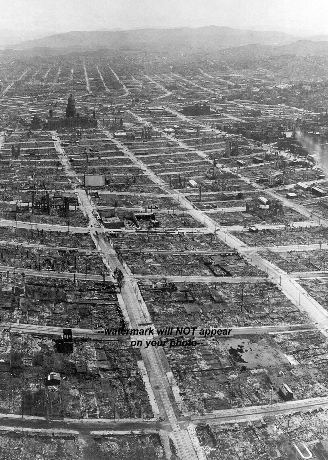 1906 San Francisco Earthquake Fire PHOTO Aerial View California Destruction