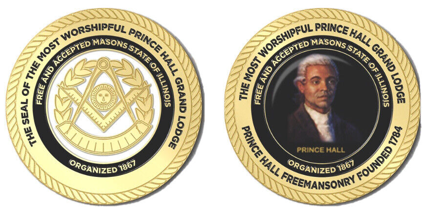 Prince Hall Masonic Challenge Coin and Lapel Pin 2 Piece Set
