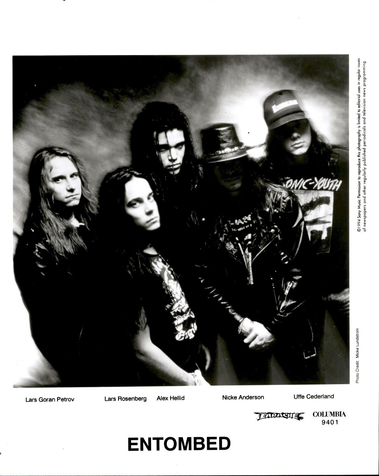 LD243 1994 Original Micke Lundstrom Photo ENTOMBED Swedish Death Metal Band