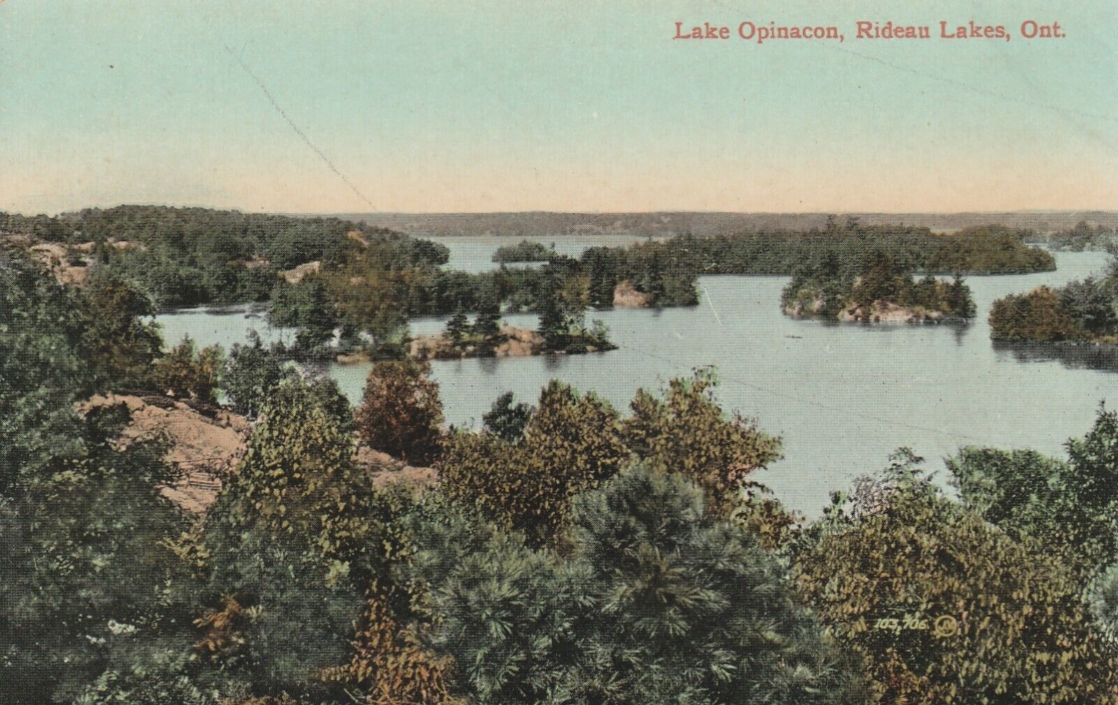 Vintage Postcard Lake Opinacon Rideau Lakes Ontario Canada Aerial Photo Unposted